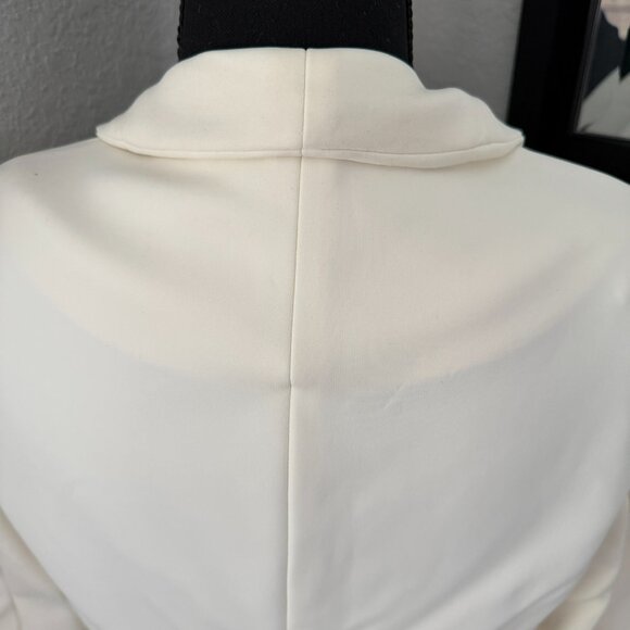 DONNA KARAN Ivory Cream Scuba Stretch Blazer Jacket Sz 8 - Picture 9 of 16